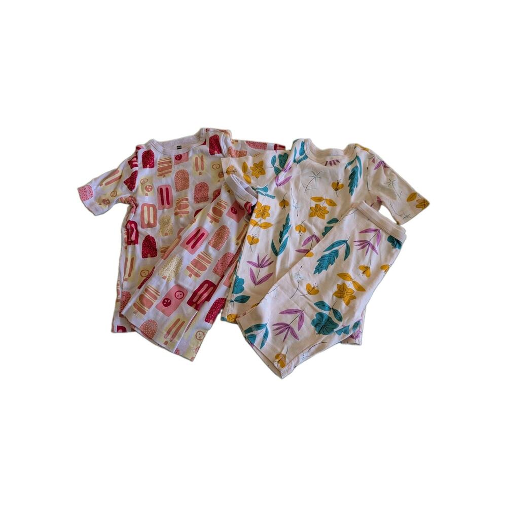 Lot 2 Tea Collection Girls Pajama Sets Size 14 Tops/Shorts Popsicle Floral
